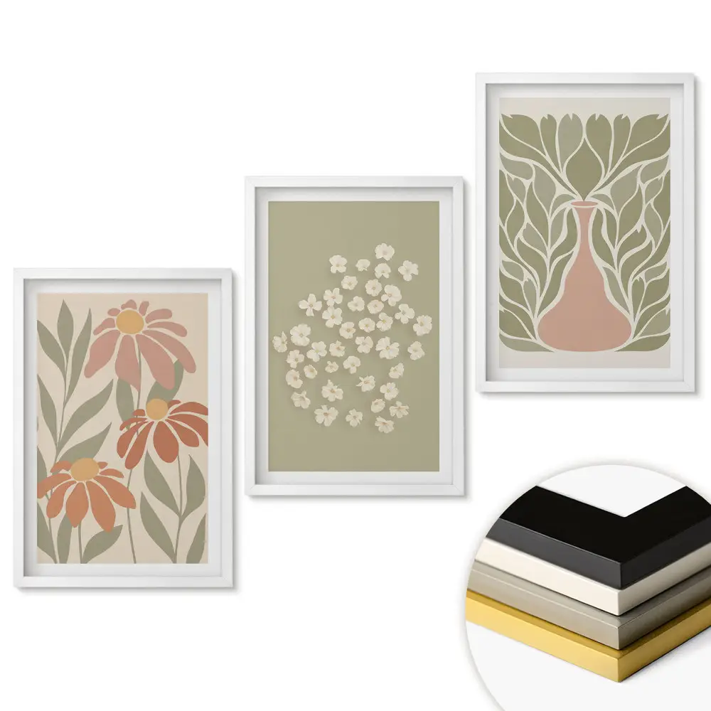 Set de tablouri pentru living Inspirații florale în culori delicate