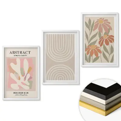 Set 3 tablouri pentru living cu compoziții abstracte în culori delicate