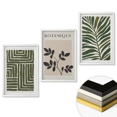 Set 3 tablouri pentru living cu inspirații din plante în stil modern