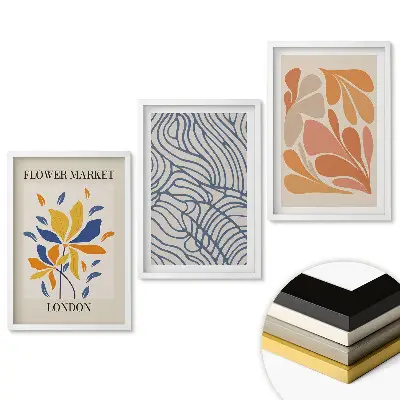 Set de 3 tablouri pentru living cu inspirații florale în stil modern