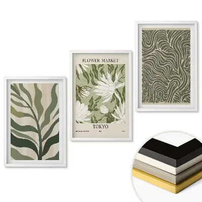 Set 3 tablouri pentru living cu design modern Inspirații verzi