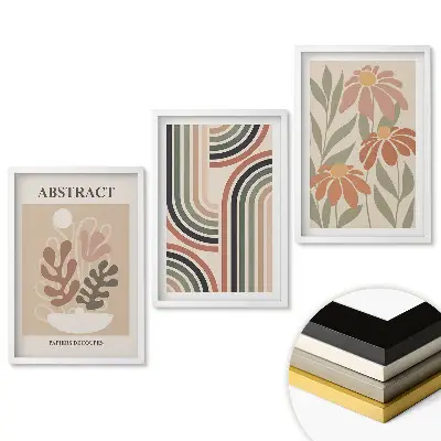 Set de 3 tablouri pentru living cu compoziții abstracte în culori pastelate