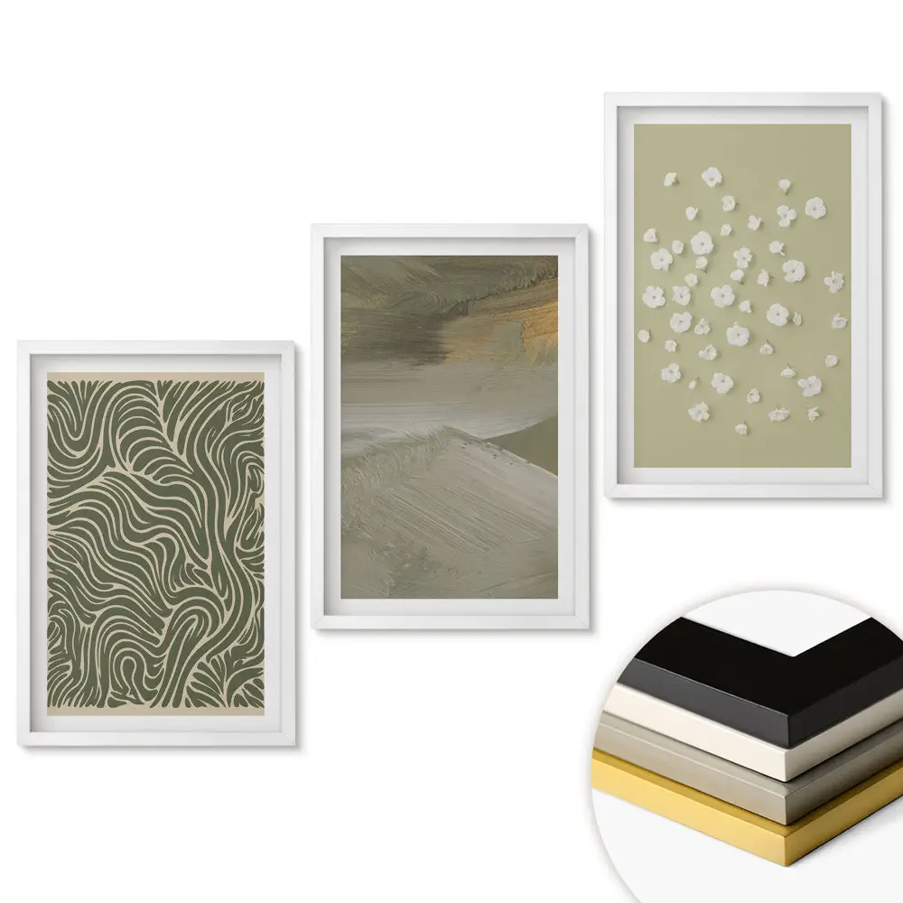 Set de tablouri pentru living cu modele abstracte în culori delicate