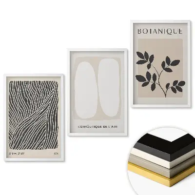 Set de 3 tablouri pentru living cu grafică modernă în stil minimalist