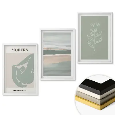 Set de tablouri pentru living cu grafică modernă în culori delicate