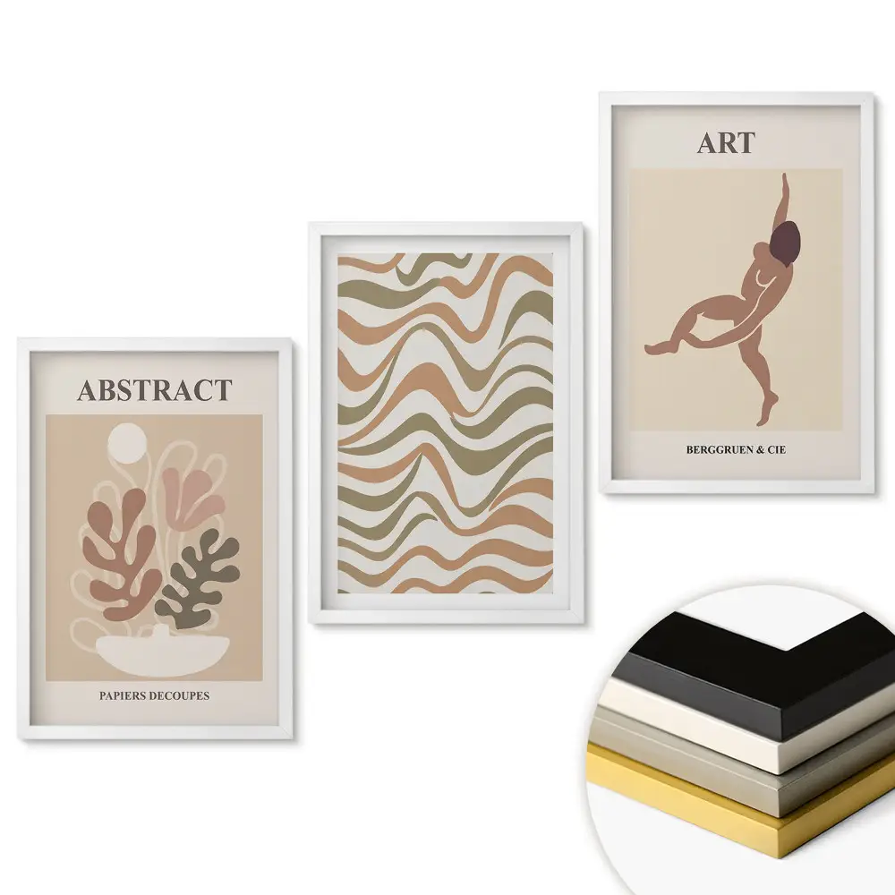 Set de 3 tablouri pentru living cu artă modernă în culori estompate
