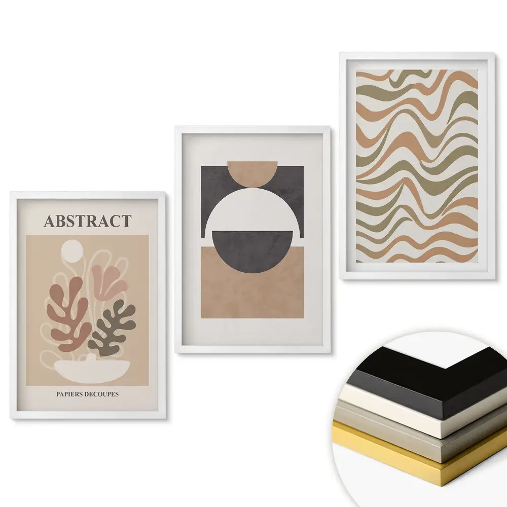 Set de tablouri pentru living cu compoziții abstracte în culori discrete
