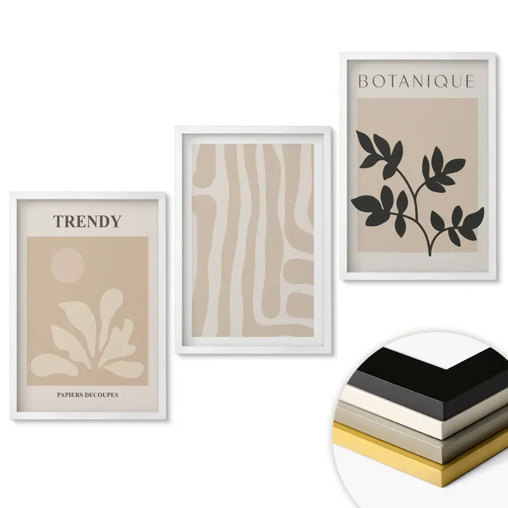 Set de tablouri pentru living cu grafică modernă în culori discrete