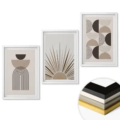 Set de 3 tablouri pentru living cu grafică modernă în culori discrete