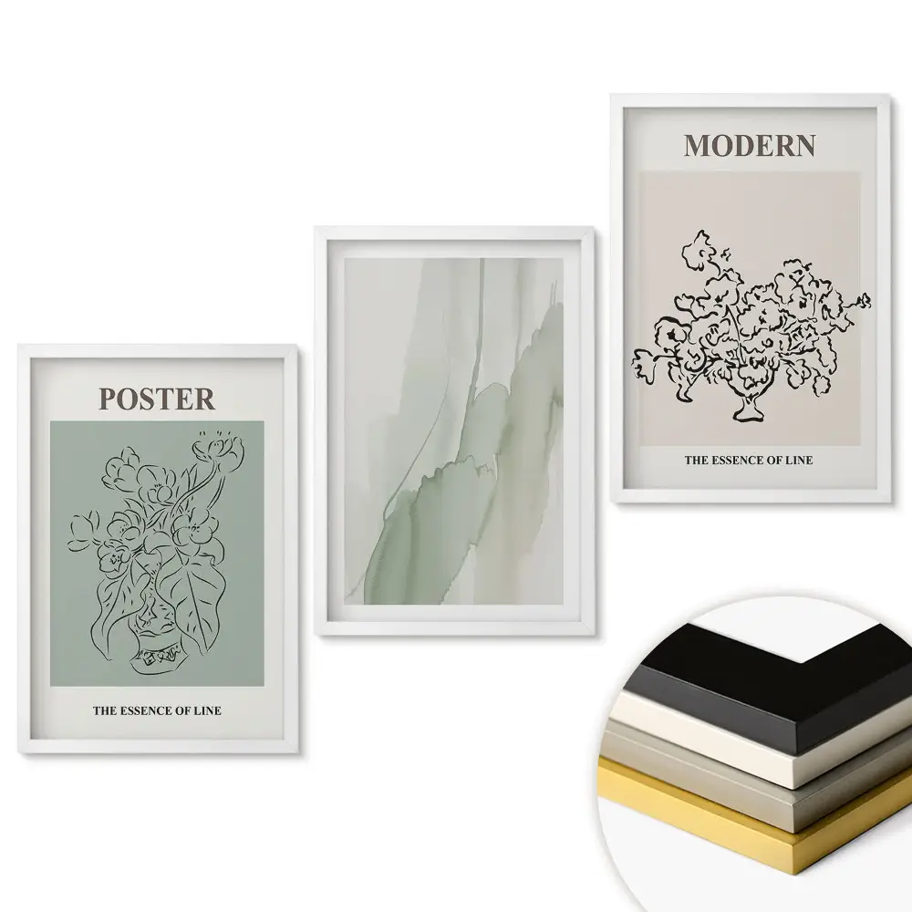 Set 3 tablouri pentru living cu grafică minimalistă pentru interioare moderne