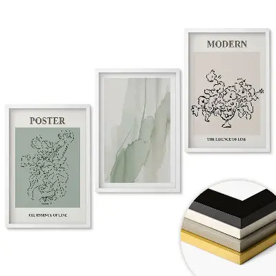 Set 3 tablouri pentru living cu grafică minimalistă pentru interioare moderne