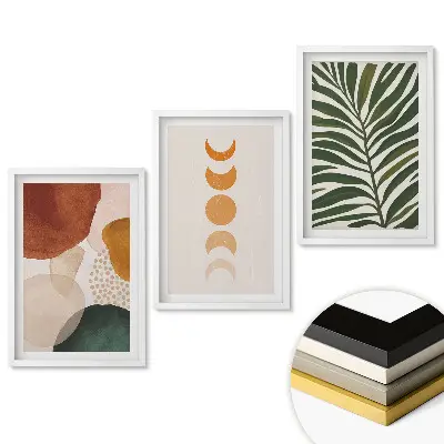 Set de tablouri pentru living cu forme abstracte și motive naturale
