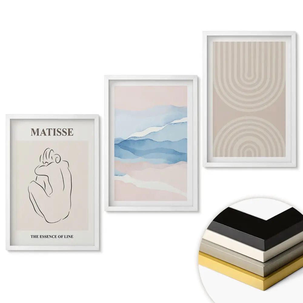 Set de 3 tablouri pentru living cu compoziții abstracte în nuanțe delicate