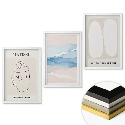 Set de tablouri pentru living cu forme abstracte și culori delicate