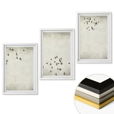 Set de tablouri pentru living Păsări în zbor pe cer