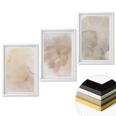 Set de 3 tablouri pentru living cu nuanțe abstracte în tonuri delicate