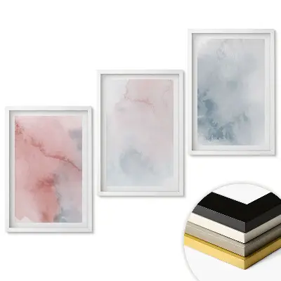 Set de 3 tablouri pentru living cu peisaje abstracte în nuanțe pastelate