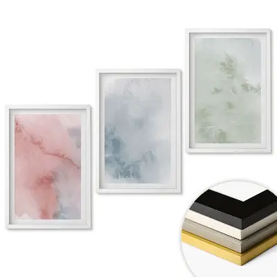 Set tablouri pentru living cu acuarele abstracte în culori delicate