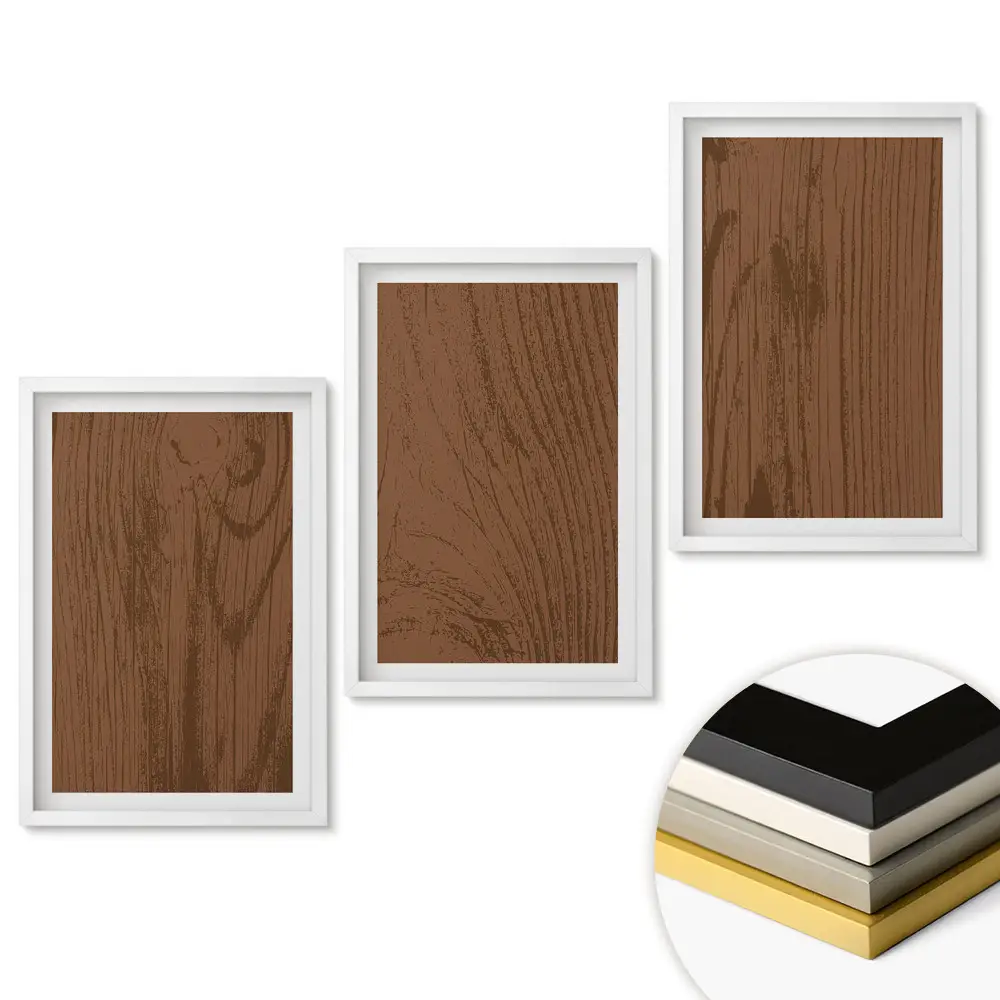 Set de tablouri pentru living cu fundal minimalist în nuanțe de maro
