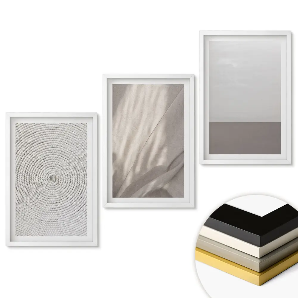 Set 3 tablouri living Compoziții minimaliste în tonuri neutre