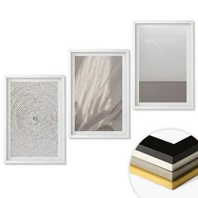 Set de 3 tablouri pentru living cu compoziții minimaliste în tonuri neutre