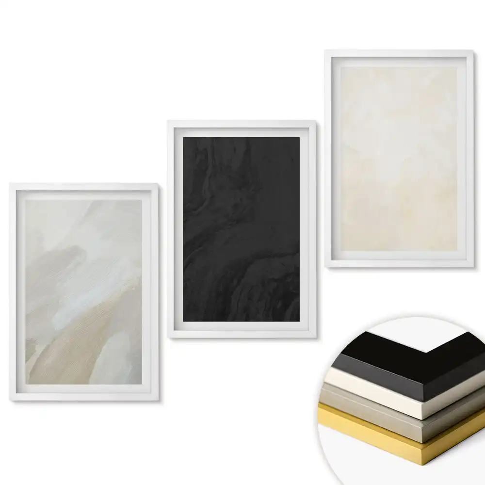 Set de 3 tablouri pentru living cu compoziții abstracte în culori discrete