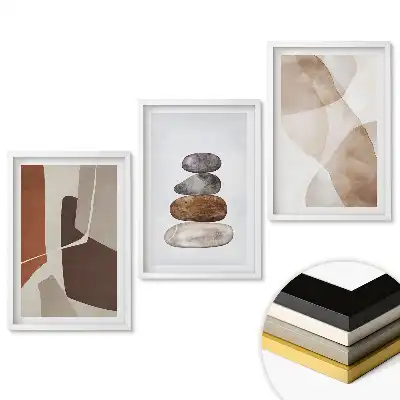 Set tablouri pentru living cu forme abstracte și culori naturale
