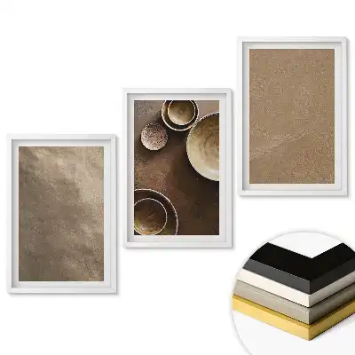 Set de 3 tablouri pentru living cu compoziții minimaliste în nuanțe neutre