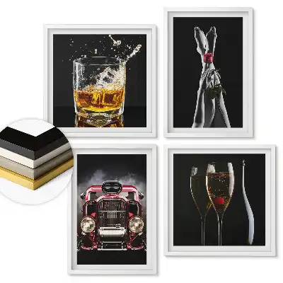 Set de 4 tablouri înrămate Eleganță, pasiune și stil de viață