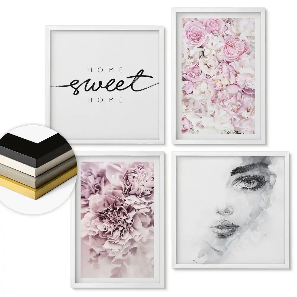 Set de tablouri înrămate Inspirații florale în nuanțe pastelate