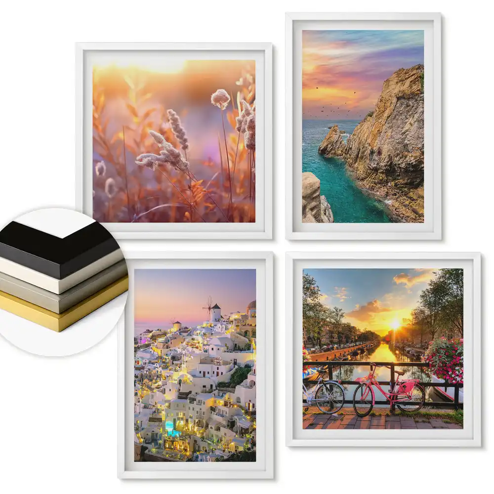 Set de 4 tablouri înrămate Frumusețea naturii și arhitecturii