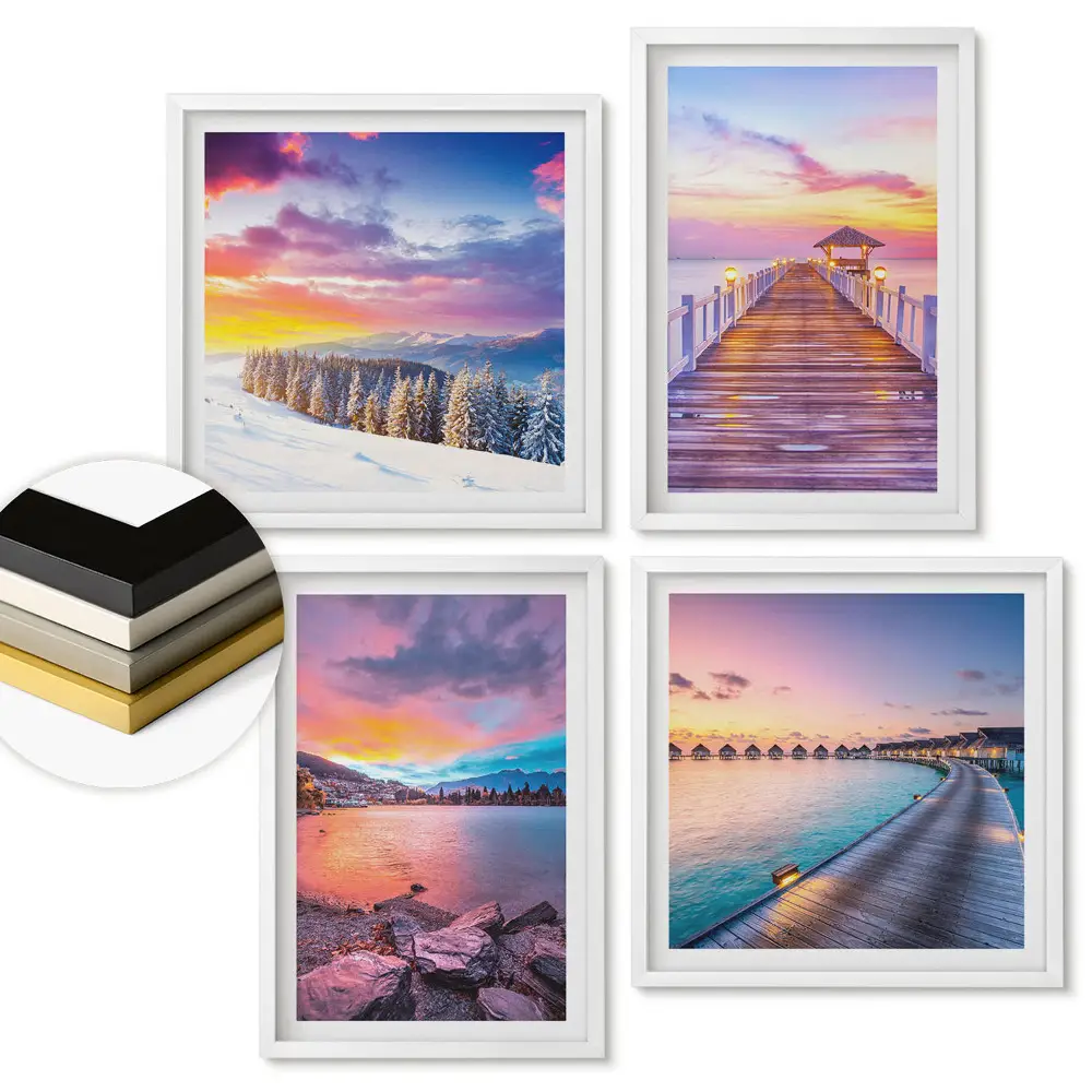 Set 4 tablouri înrămate Frumusețea naturii în diferite anotimpuri