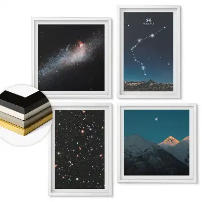 Set 4 tablouri înrămate Frumusețe cosmică și constelații stelare