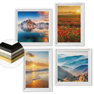 Set de tablouri înrămate Natura în strălucirea soarelui apus