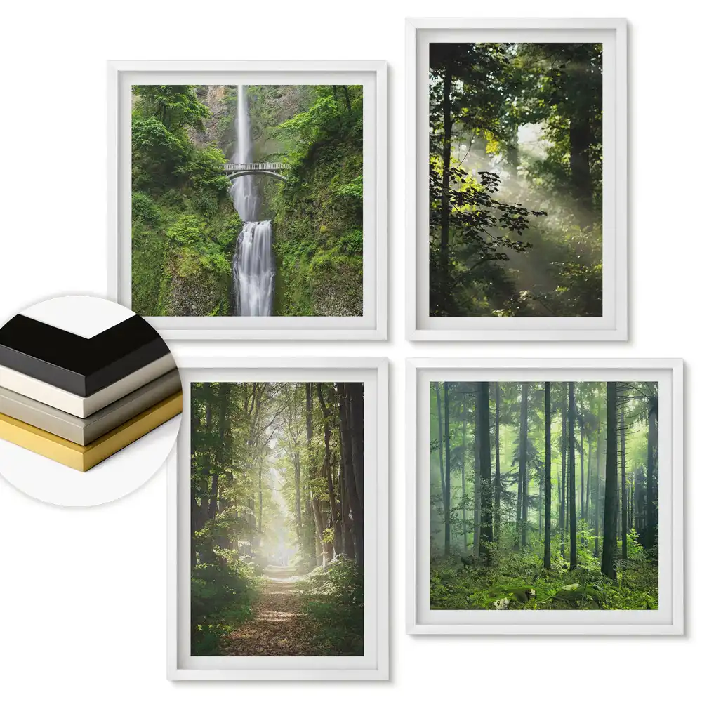 Set de tablouri înrămate cu peisaje de natură și cascade