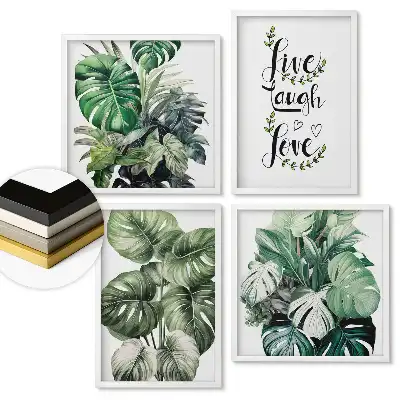 Set 4 tablouri înrămate Verde în armonie cu dragostea și bucuria