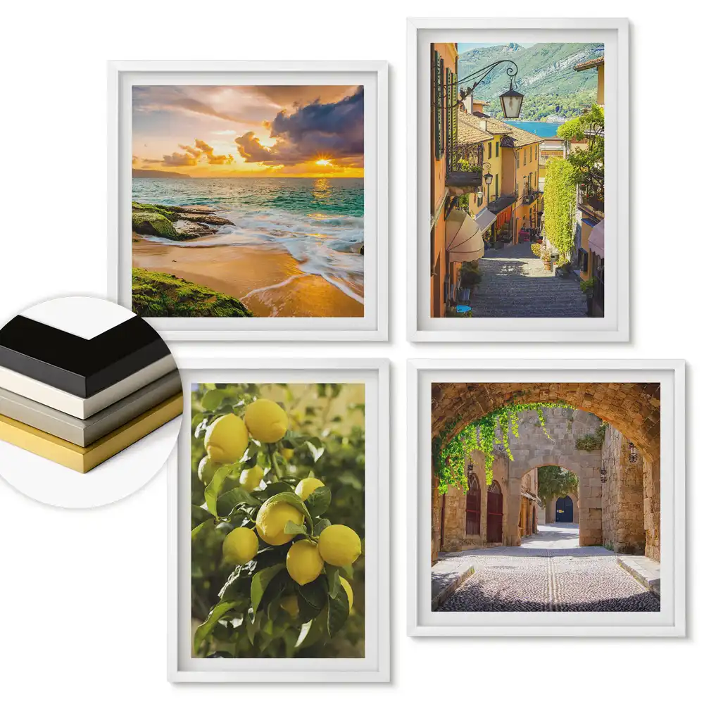 Set de 4 tablouri înrămate Locuri fermecătoare și frumusețe naturală