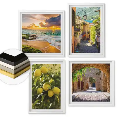 Set de 4 tablouri înrămate Locuri fermecătoare și frumusețe naturală