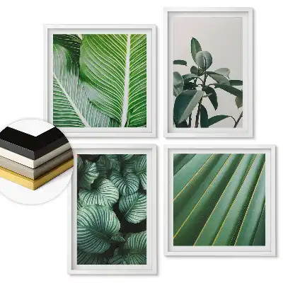 Set de tablouri înrămate Armonia verde a naturii în grafică