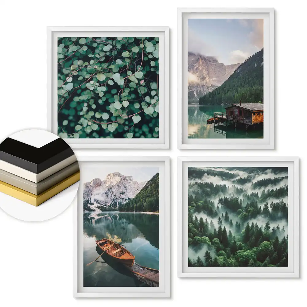 Set de 4 tablouri înrămate Natura în patru fațete ale frumuseții