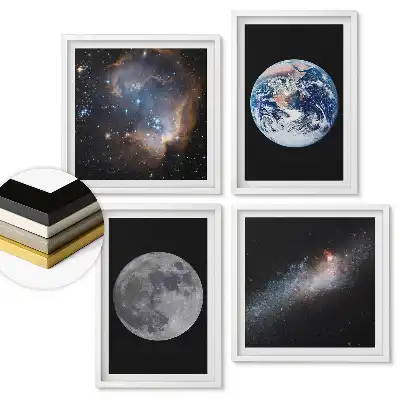 Set de tablouri înrămate Frumusețea cosmică a Pământului și a Lunii