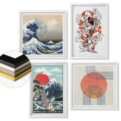 Set de tablouri înrămate cu artă japoneză în stil modern