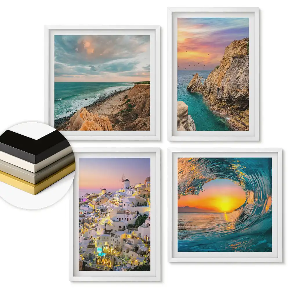 Set de tablouri înrămate cu peisaje naturale și arhitecturale