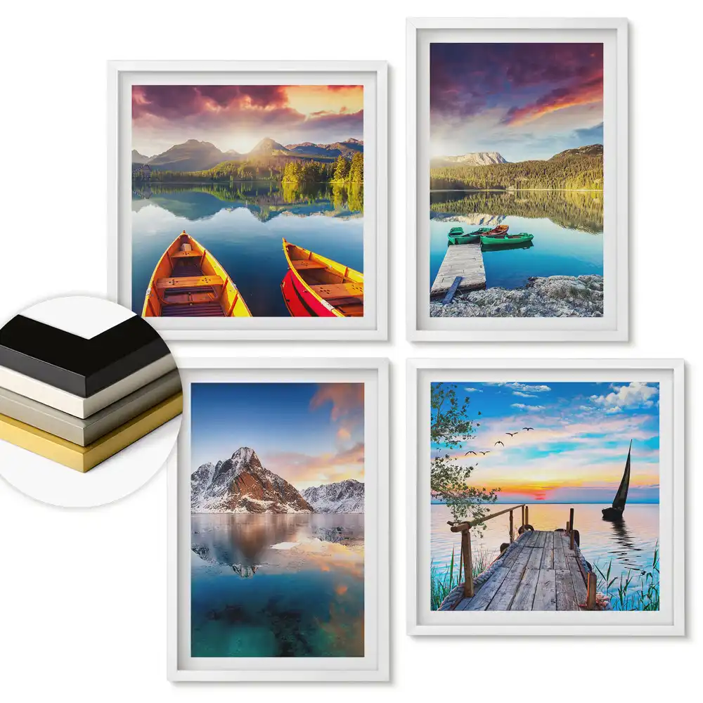 Set 4 tablouri înrămate cu peisaje pitorești din natură