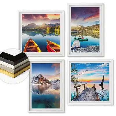 Set 4 tablouri înrămate cu peisaje pitorești din natură