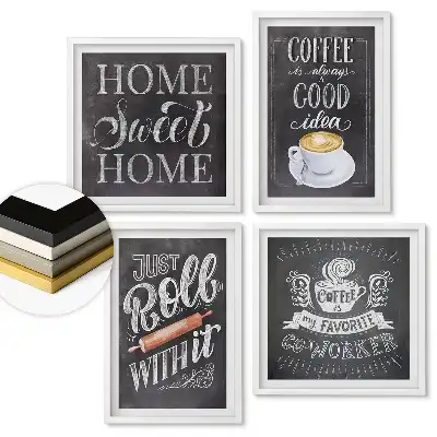 Set 4 tablouri înrămate Inspirații pentru cafea
