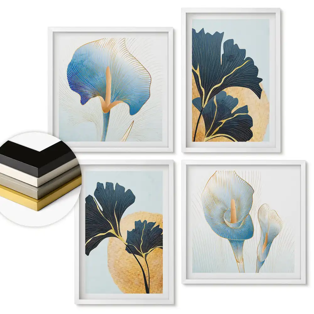 Set de tablouri înrămate cu design floral modern