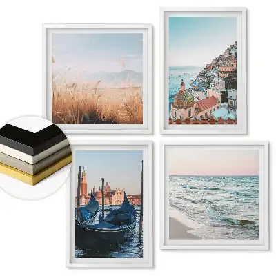 Set de 4 tablouri înrămate cu peisaje italiene și frumuseți naturale
