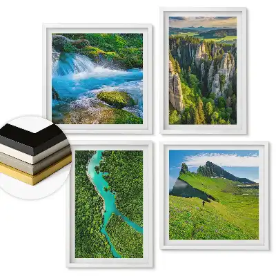 Set de patru tablouri înrămate Frumusețea naturii