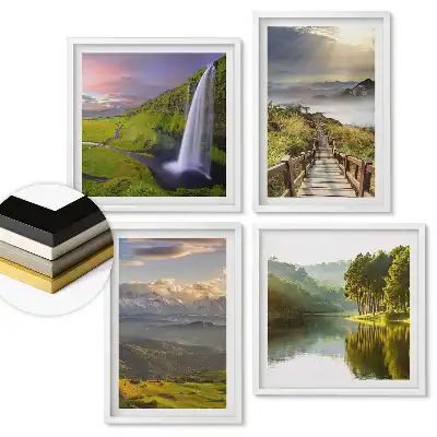 Set de 4 tablouri înrămate Magia naturii în patru variante